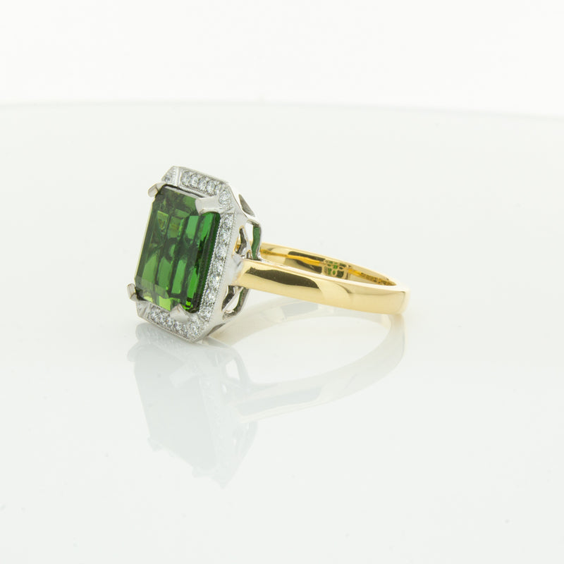 18ct Yellow Gold 6.44ct Tourmaline & Diamond Empire Ring-Ring-Walker & Hall