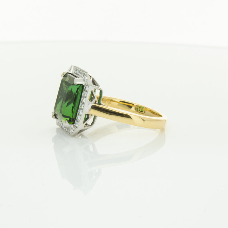 18ct Yellow Gold 6.44ct Tourmaline & Diamond Empire Ring-Ring-Walker & Hall