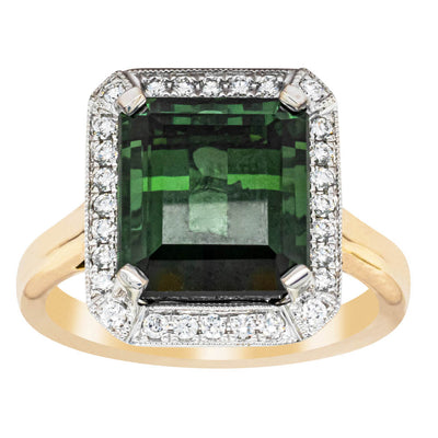 18ct Yellow Gold 6.44ct Tourmaline & Diamond Empire Ring-Ring-Walker & Hall
