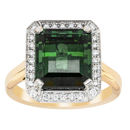 18ct Yellow Gold 6.44ct Tourmaline & Diamond Empire Ring-Ring-Walker & Hall