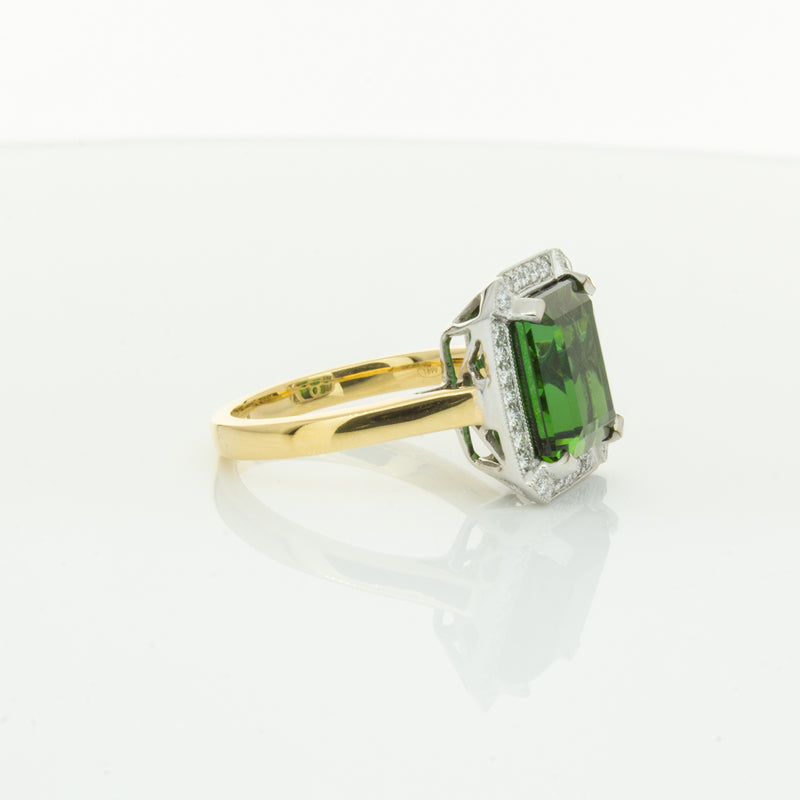 18ct Yellow Gold 6.44ct Tourmaline & Diamond Empire Ring-Ring-Walker & Hall