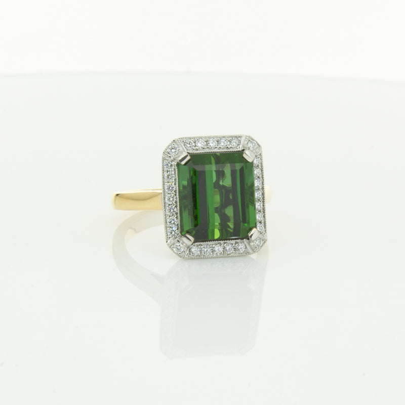18ct Yellow Gold 6.44ct Tourmaline & Diamond Empire Ring-Ring-Walker & Hall