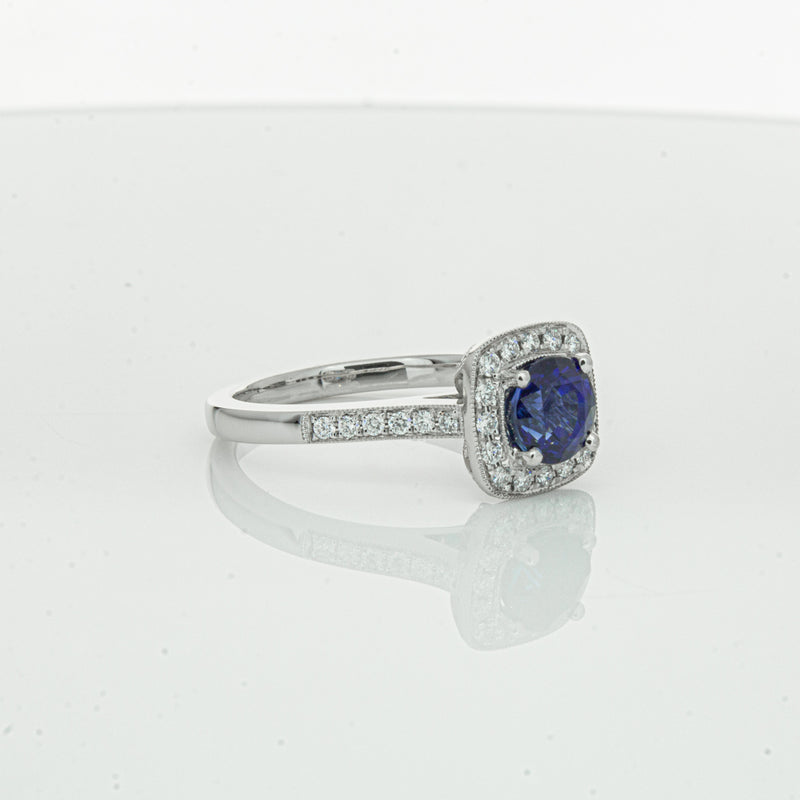 18ct White Gold 1.56ct Sapphire & Diamond Aurora Ring-Ring-Walker & Hall