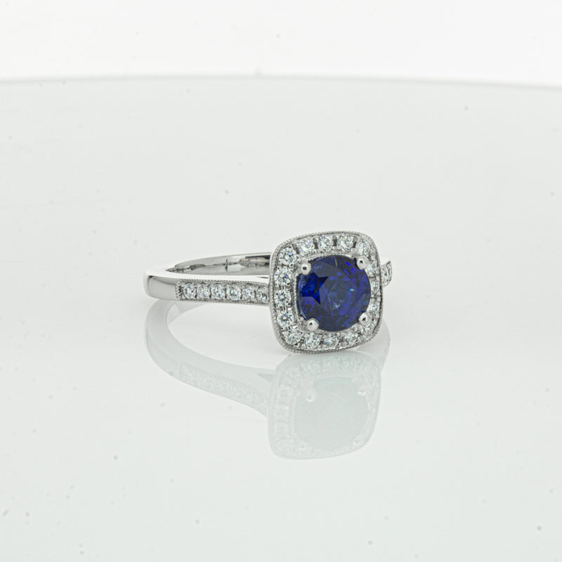 18ct White Gold 1.56ct Sapphire & Diamond Aurora Ring-Ring-Walker & Hall