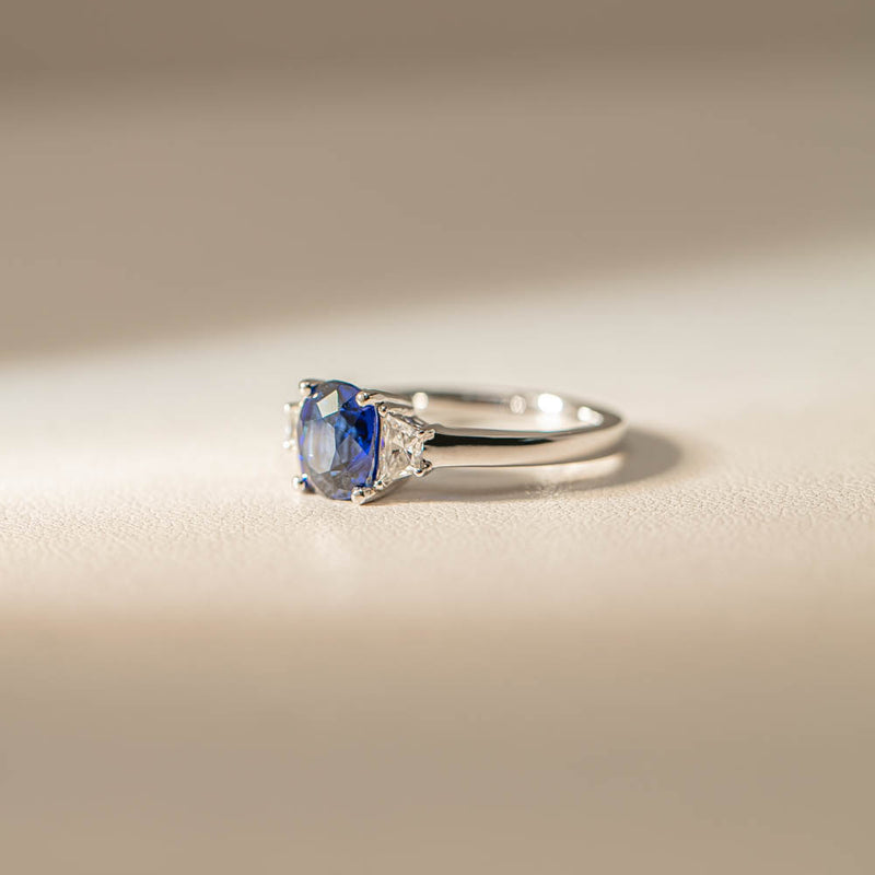 18ct White Gold Sapphire & Diamond Ring-Ring-Walker & Hall