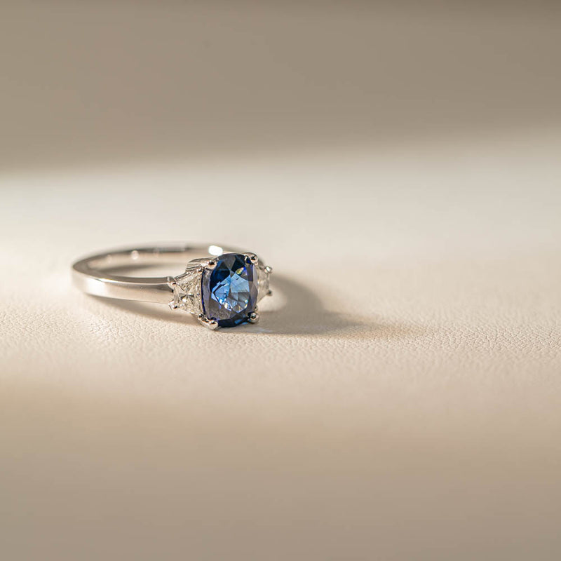 18ct White Gold Sapphire & Diamond Ring-Ring-Walker & Hall