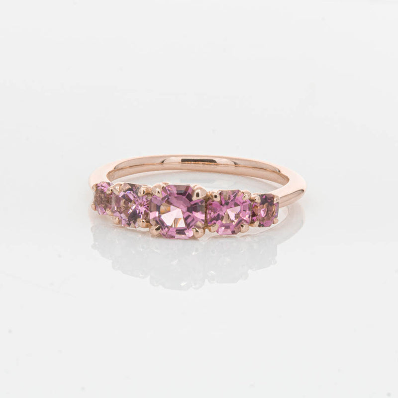 18ct Rose Gold Five Stone Pink Tourmaline Octavia Ring-Ring-Walker & Hall
