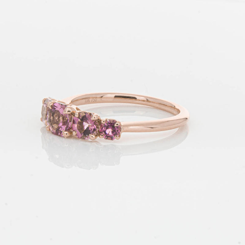 18ct Rose Gold Five Stone Pink Tourmaline Octavia Ring-Ring-Walker & Hall