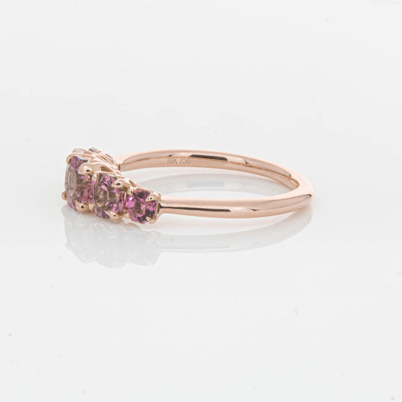 18ct Rose Gold Five Stone Pink Tourmaline Octavia Ring-Ring-Walker & Hall