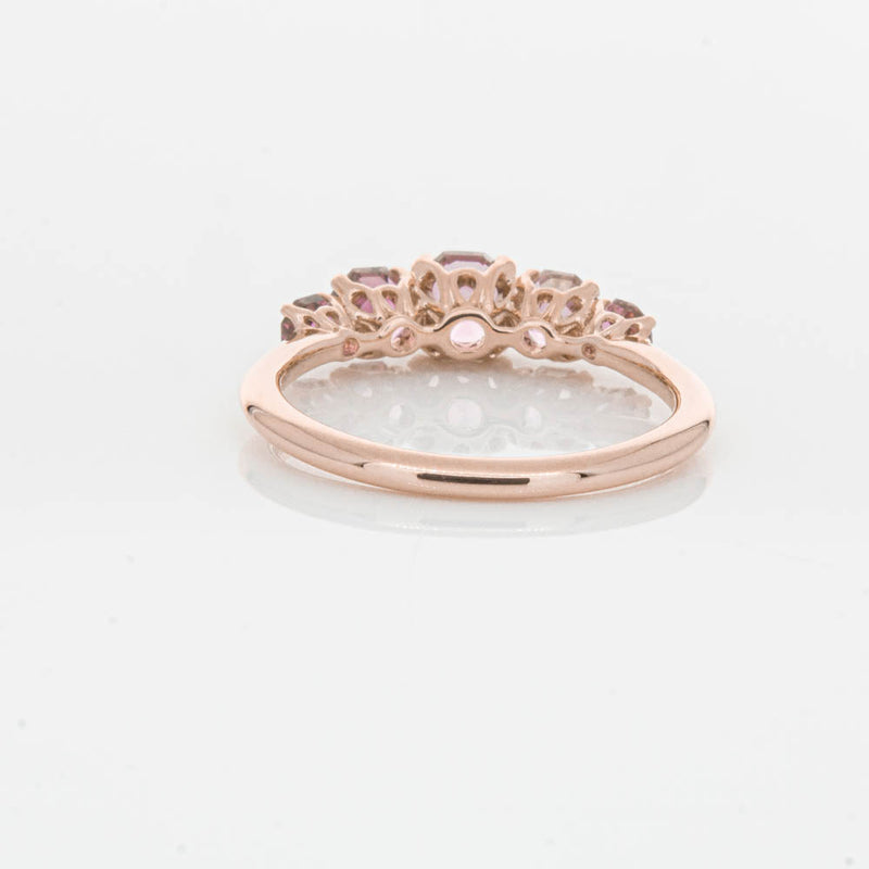 18ct Rose Gold Five Stone Pink Tourmaline Octavia Ring-Ring-Walker & Hall