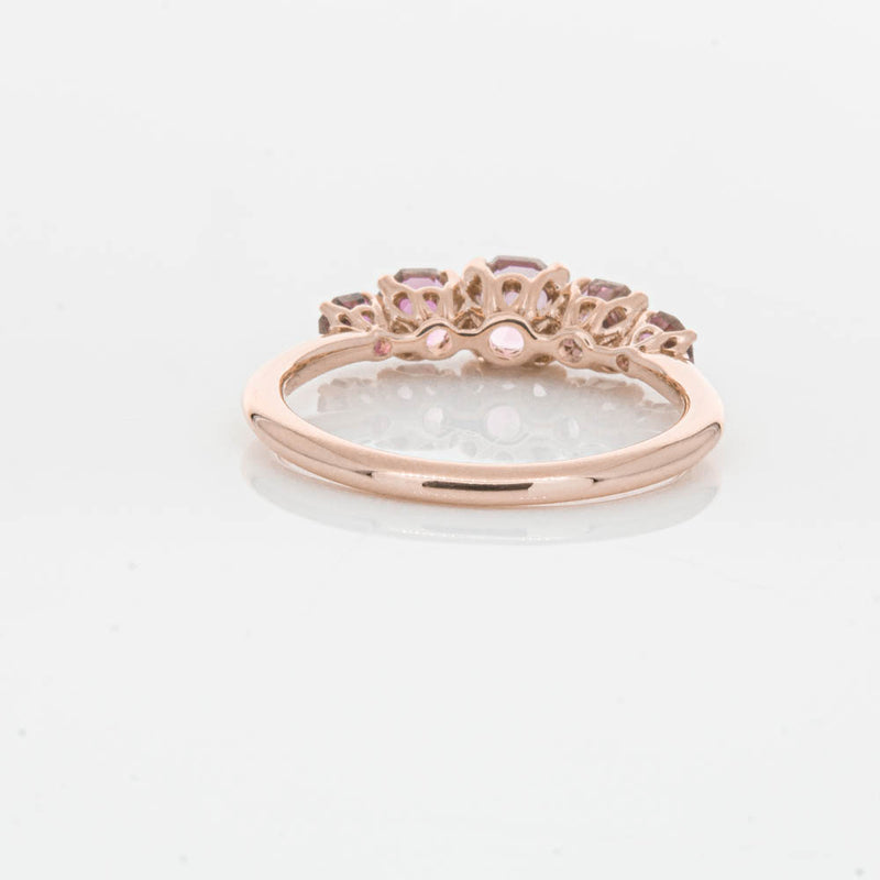 18ct Rose Gold Five Stone Pink Tourmaline Octavia Ring-Ring-Walker & Hall