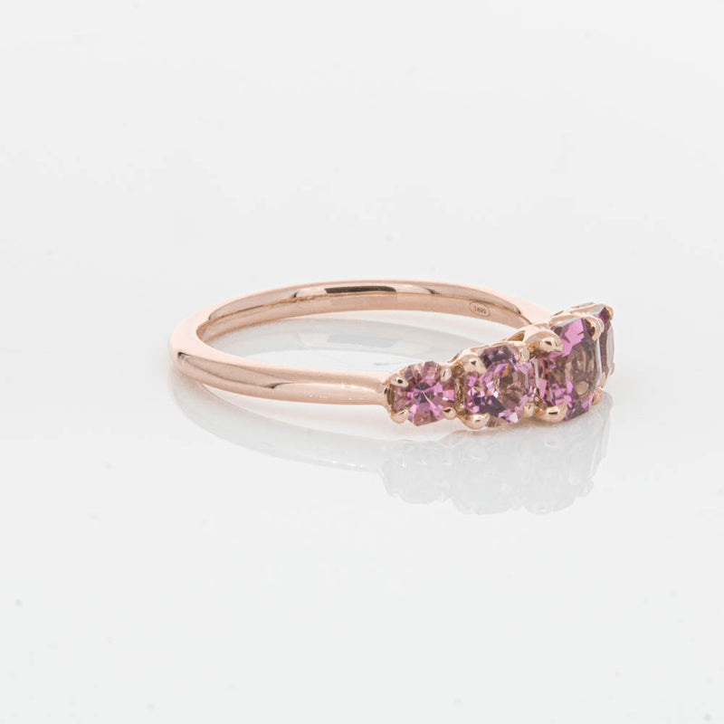 18ct Rose Gold Five Stone Pink Tourmaline Octavia Ring-Ring-Walker & Hall