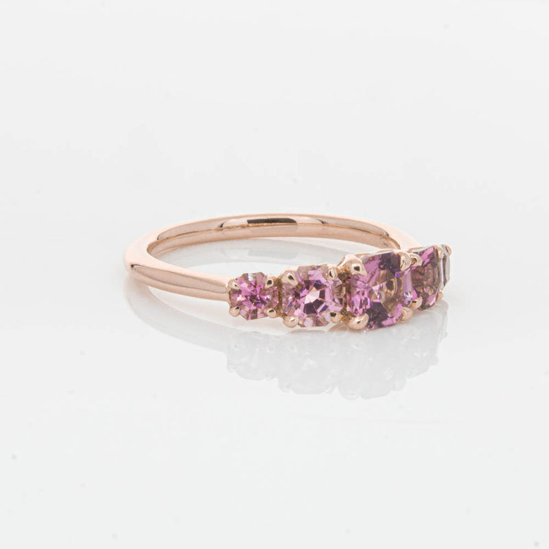18ct Rose Gold Five Stone Pink Tourmaline Octavia Ring-Ring-Walker & Hall