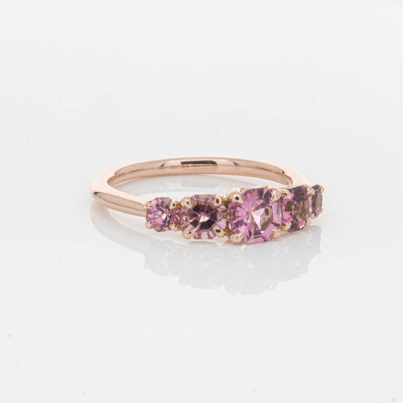 18ct Rose Gold Five Stone Pink Tourmaline Octavia Ring-Ring-Walker & Hall