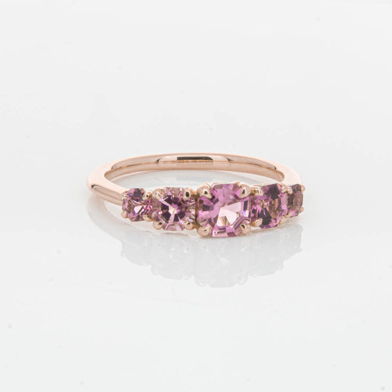 18ct Rose Gold Five Stone Pink Tourmaline Octavia Ring-Ring-Walker & Hall