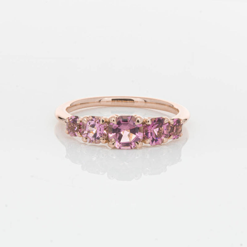 18ct Rose Gold Five Stone Pink Tourmaline Octavia Ring-Ring-Walker & Hall
