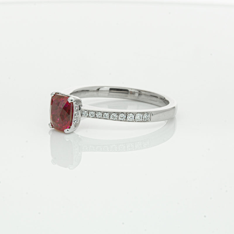 18ct White Gold 1.15ct Ruby & Diamond Ring-Ring-Walker & Hall