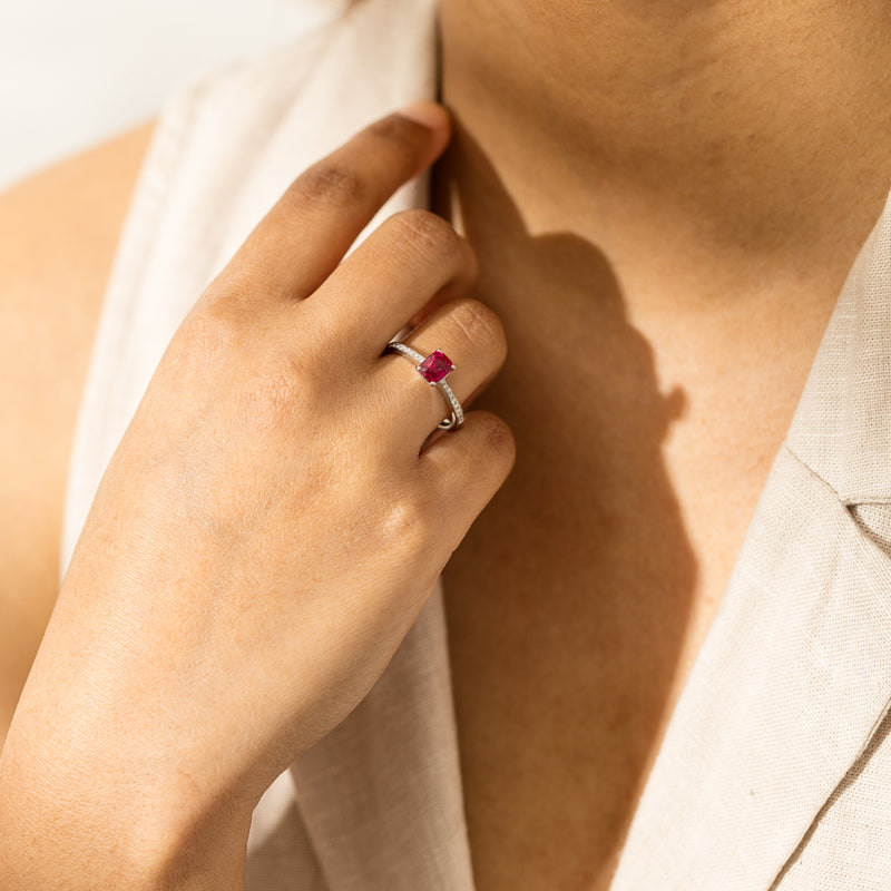 18ct White Gold 1.15ct Ruby & Diamond Ring-Ring-Walker & Hall