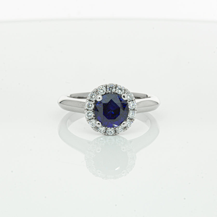 18ct White Gold 1.41ct Sapphire & Diamond Eclipse Ring-Ring-Walker & Hall