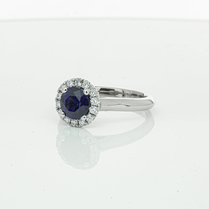 18ct White Gold 1.41ct Sapphire & Diamond Eclipse Ring-Ring-Walker & Hall
