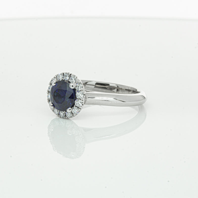 18ct White Gold 1.41ct Sapphire & Diamond Eclipse Ring-Ring-Walker & Hall