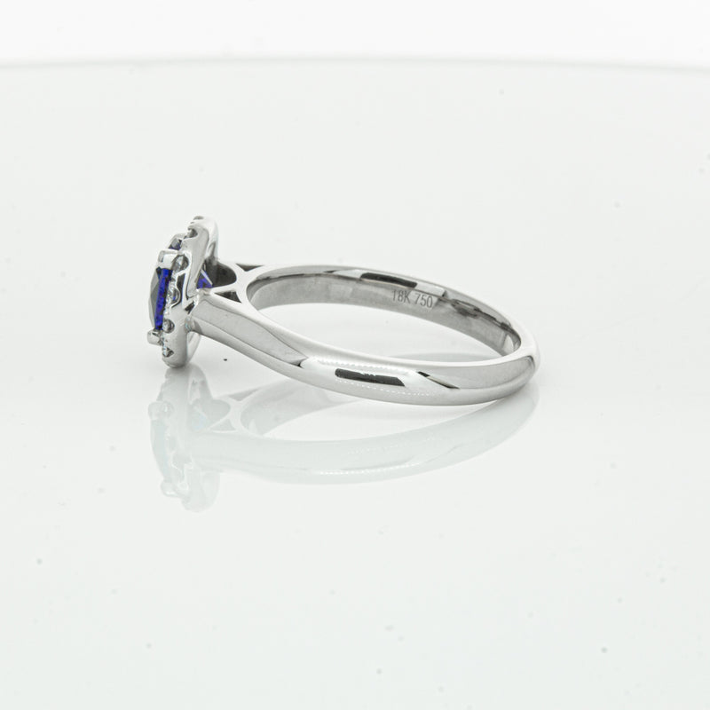 18ct White Gold 1.41ct Sapphire & Diamond Eclipse Ring-Ring-Walker & Hall