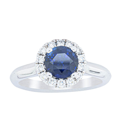 18ct White Gold 1.41ct Sapphire & Diamond Eclipse Ring-Ring-Walker & Hall