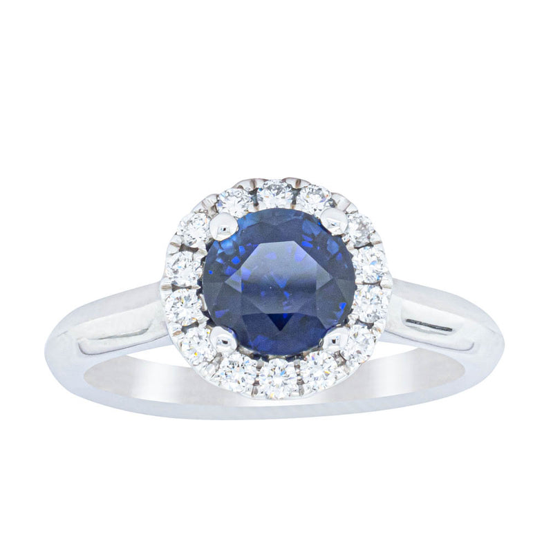 18ct White Gold 1.41ct Sapphire & Diamond Eclipse Ring-Ring-Walker & Hall