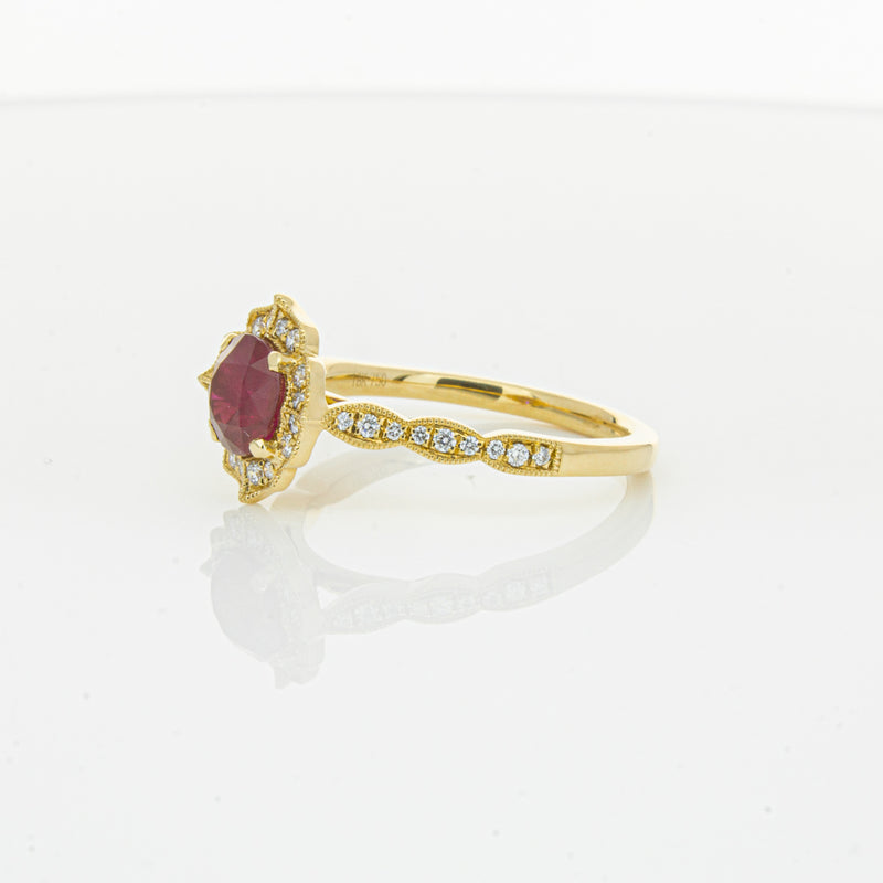 18ct Yellow Gold 1.33ct Ruby & Diamond Paramount Ring-Ring-Walker & Hall
