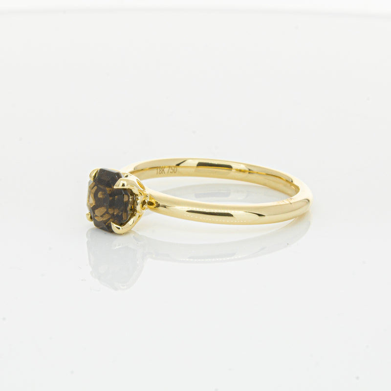18ct Yellow Gold Smoky Quartz Mini Octavia Ring-Ring-Walker & Hall