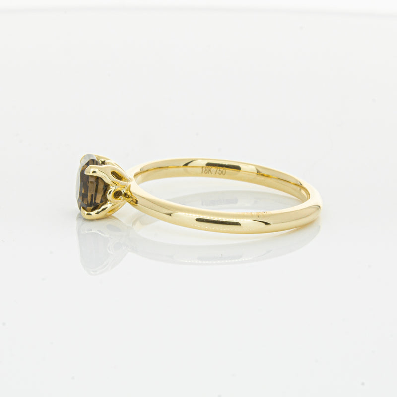 18ct Yellow Gold Smoky Quartz Mini Octavia Ring-Ring-Walker & Hall