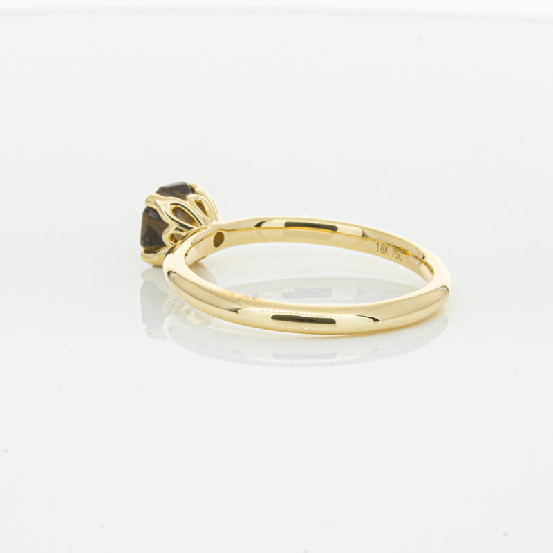 18ct Yellow Gold Smoky Quartz Mini Octavia Ring-Ring-Walker & Hall