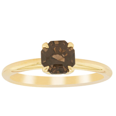 18ct Yellow Gold Smoky Quartz Mini Octavia Ring-Ring-Walker & Hall