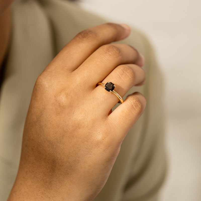 18ct Yellow Gold Smoky Quartz Mini Octavia Ring-Ring-Walker & Hall