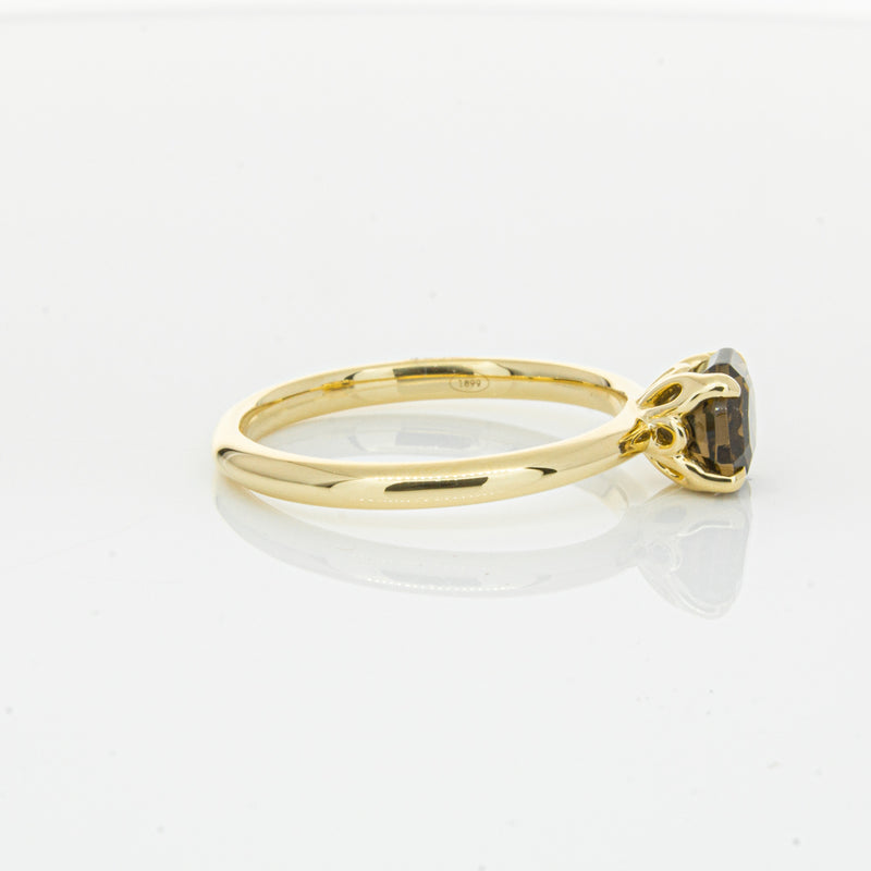 18ct Yellow Gold Smoky Quartz Mini Octavia Ring-Ring-Walker & Hall