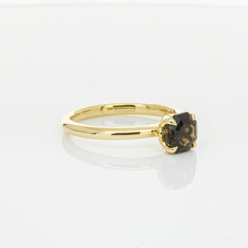 18ct Yellow Gold Smoky Quartz Mini Octavia Ring-Ring-Walker & Hall