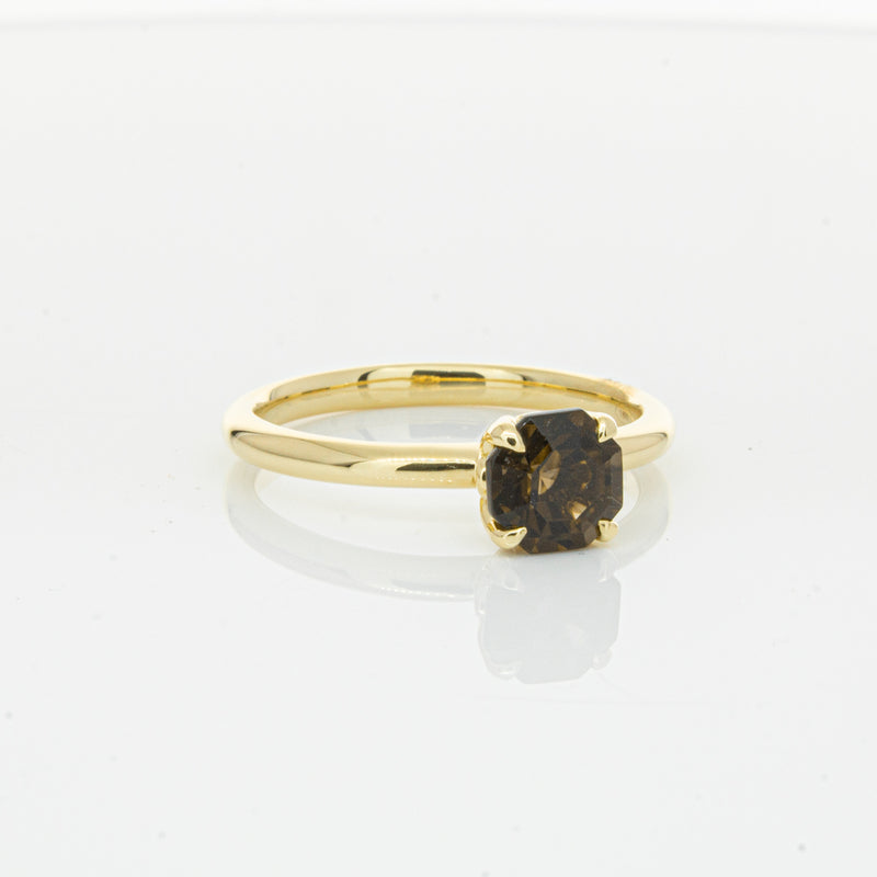 18ct Yellow Gold Smoky Quartz Mini Octavia Ring-Ring-Walker & Hall