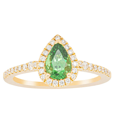 18ct Yellow Gold .74ct Tsavorite & Diamond Mini Sierra Ring-Ring-Walker & Hall