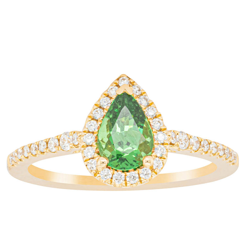 18ct Yellow Gold .74ct Tsavorite & Diamond Mini Sierra Ring-Ring-Walker & Hall
