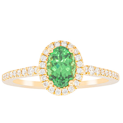 18ct Yellow Gold .94ct Tsavorite & Diamond Mini Sierra Ring-Ring-Walker & Hall