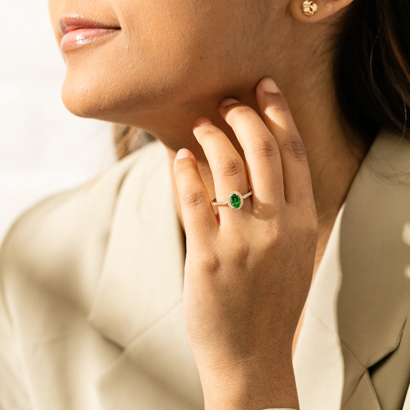 18ct Yellow Gold .94ct Tsavorite & Diamond Mini Sierra Ring-Ring-Walker & Hall