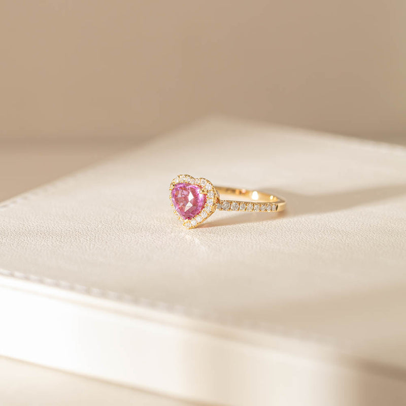 18ct Yellow Gold 2.21ct Pink Sapphire & Diamond Sierra Ring-Ring-Walker & Hall