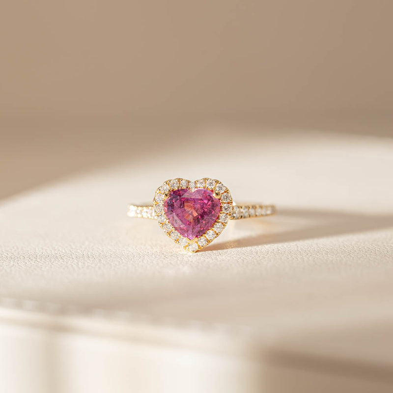 18ct Yellow Gold 2.21ct Pink Sapphire & Diamond Sierra Ring-Ring-Walker & Hall