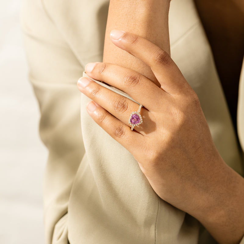 18ct Yellow Gold 2.21ct Pink Sapphire & Diamond Sierra Ring-Ring-Walker & Hall