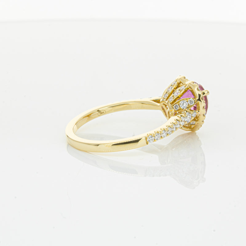 18ct Yellow Gold 2.21ct Pink Sapphire & Diamond Sierra Ring-Ring-Walker & Hall