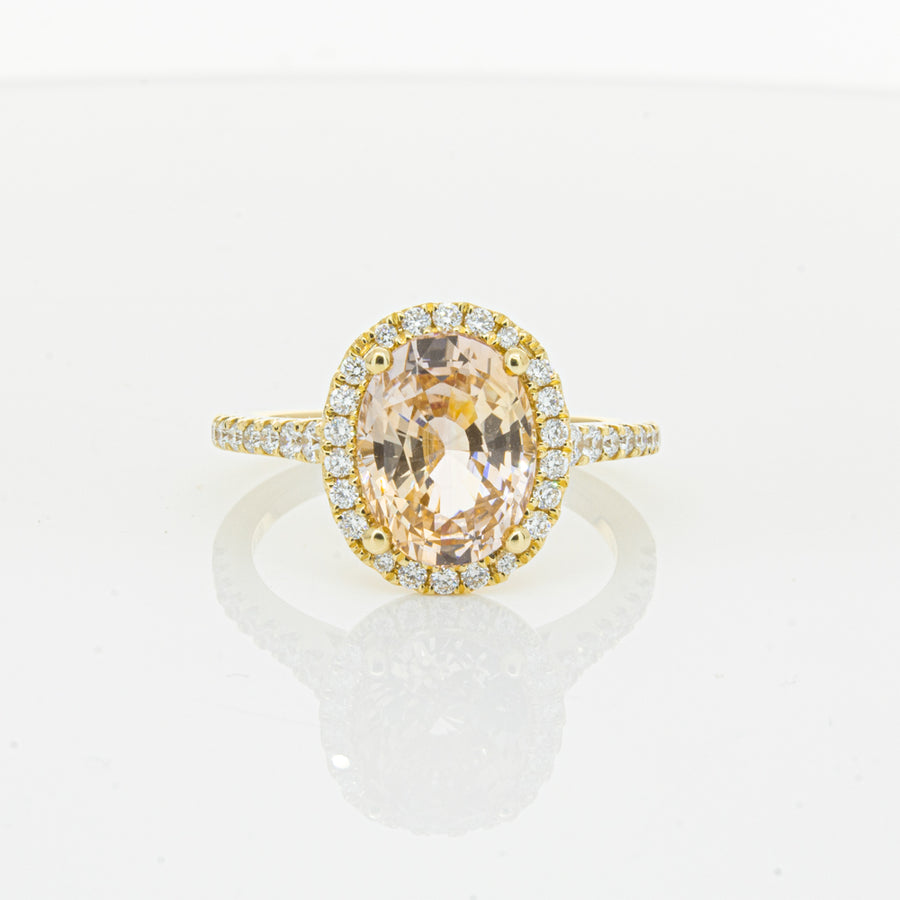 18ct Yellow Gold 4.01ct Pink Sapphire & Diamond Sierra Ring-Ring-Walker & Hall