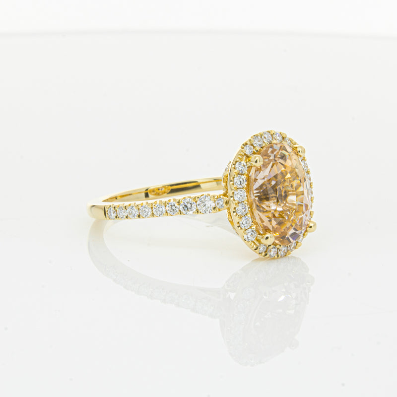 18ct Yellow Gold 4.01ct Pink Sapphire & Diamond Sierra Ring-Ring-Walker & Hall