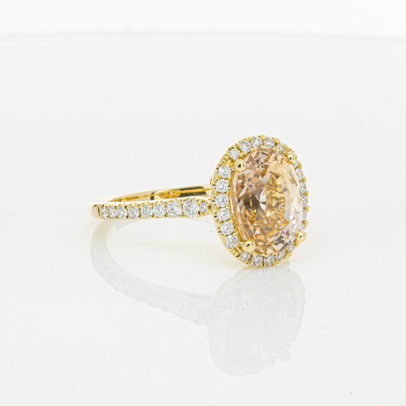 18ct Yellow Gold 4.01ct Pink Sapphire & Diamond Sierra Ring-Ring-Walker & Hall