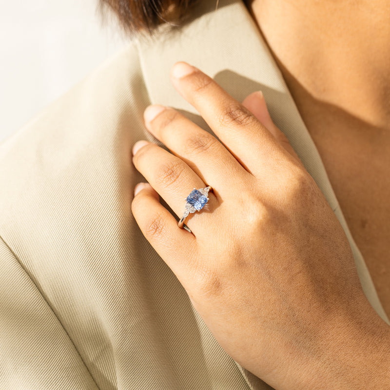 18ct White Gold Sapphire & Diamond Oriana Ring-Ring-Walker & Hall