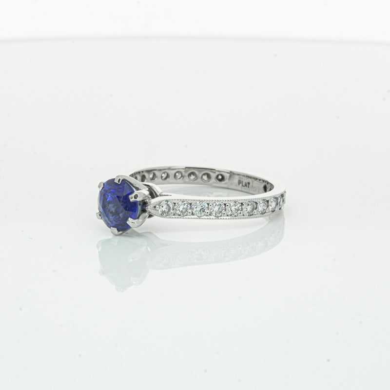 Deja Vu Platinum 1.20ct Sapphire & Diamond Ring-Ring-Walker & Hall